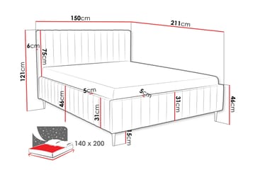 Desio Oppbevaringsseng 140x200 cm - Beige - Møbler - Senger - Senger med oppbevaring