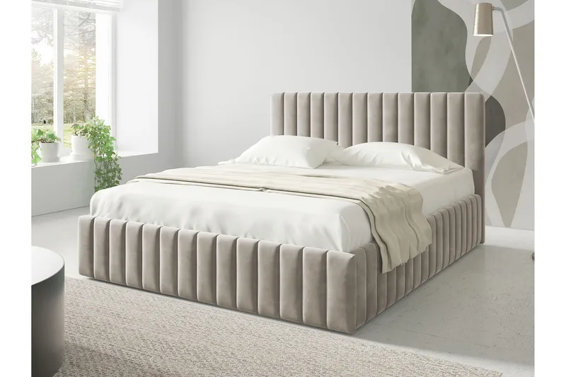 Desio Oppbevaringsseng 160x200 cm - Beige - Møbler - Senger - Senger med oppbevaring