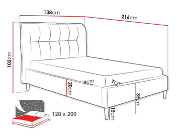 Deyros sengeramme 120x200 cm - grå - Møbler - Senger - Sengeramme & sengestamme