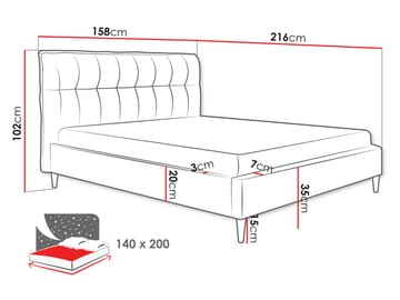 Deyros sengeramme 140x200 cm - grå - Møbler - Senger - Sengeramme & sengestamme
