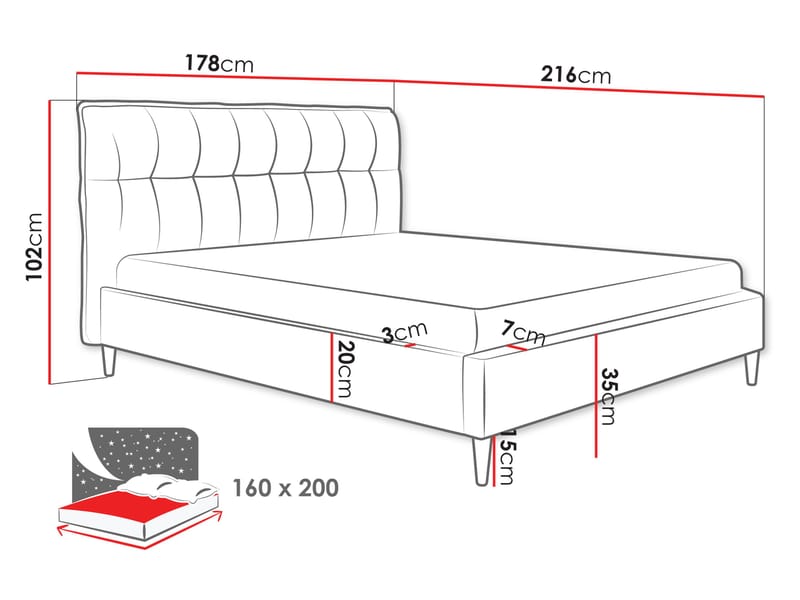 Deyros sengeramme 160x200 cm - grå - Møbler - Senger - Sengeramme & sengestamme