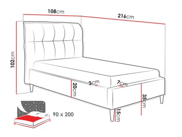 Deyros sengeramme 90x200 cm - grå - Møbler - Senger - Sengeramme & sengestamme
