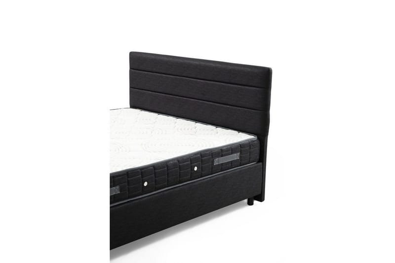 Dobbel madrass, base og hodegjerde Sonyi Sett Antrasitt - 140 x 114 x 200 cm - Møbler - Senger - Sengeramme & sengestamme