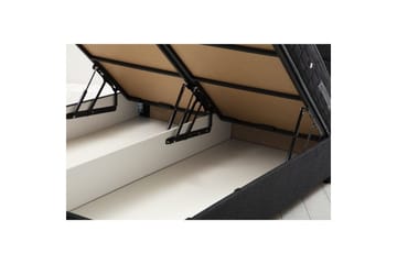 Dobbel madrass, base og hodegjerde Sonyi Sett Antrasitt - 160 x 114 x 200 cm - Møbler - Senger - Sengeramme & sengestamme