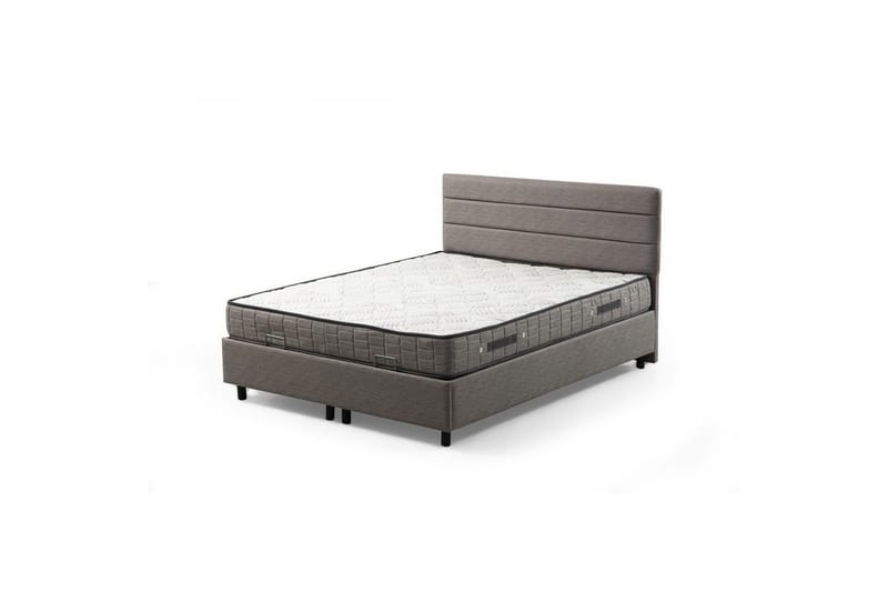 Dobbel madrass, base og hodegjerde Sonyi Sett Lys Grå, 160 x 114 x 200 cm