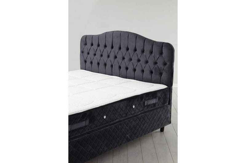 Dobbel madrass, base og hodegjerde Subato-sett Antrasitt - 150 x 125 x 200 cm - Møbler - Senger - Komplett sengepakke