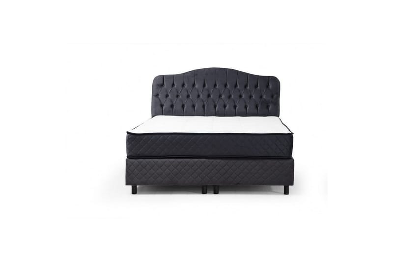 Dobbel madrass, base og hodegjerde Subato-sett Antrasitt - 150 x 125 x 200 cm - Møbler - Senger - Komplett sengepakke