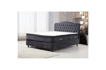 Dobbel madrass, base og hodegjerde Subato-sett Antrasitt - 160 x 125 x 200 cm - Møbler - Senger - Komplett sengepakke
