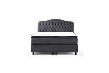 Dobbel madrass, base og hodegjerde Subato-sett Antrasitt - 160 x 125 x 200 cm - Møbler - Senger - Komplett sengepakke