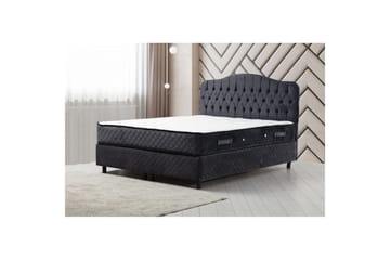 Dobbel madrass, base og hodegjerde Subato-sett Antrasitt - 160 x 125 x 200 cm - Møbler - Senger - Komplett sengepakke