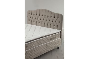 Dobbel madrass, base og hodegjerde Subato-sett Beige - 160 x 125 x 200 cm - Møbler - Senger - Komplett sengepakke