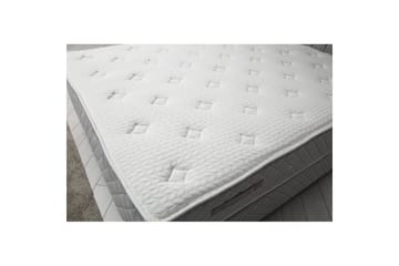 Dobbel madrass, base og hodegjerde Subato-sett Grå - 140 x 125 x 200 cm - Møbler - Senger - Komplett sengepakke