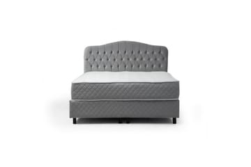 Dobbel madrass, base og hodegjerde Subato-sett Grå - 140 x 125 x 200 cm - Møbler - Senger - Komplett sengepakke