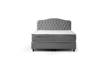 Dobbel madrass, base og hodegjerde Subato-sett Grå - 160 x 125 x 200 cm - Møbler - Senger - Komplett sengepakke
