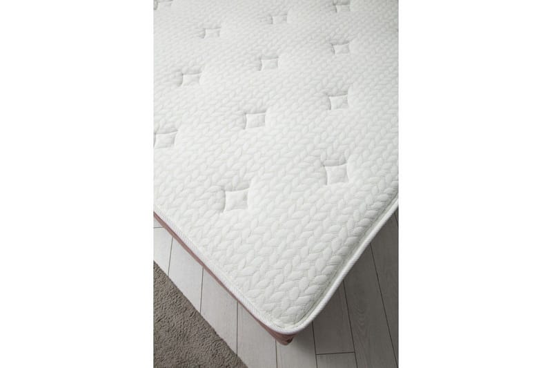 Dobbel madrass, base og hodegjerde Subato-sett Støvrosa - 140 x 125 x 200 cm - Møbler - Senger - Kontinentalsenger