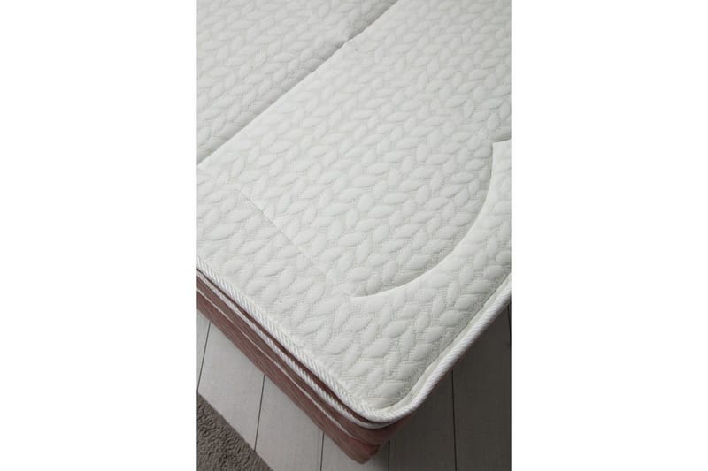 Dobbel madrass, base og hodegjerde Subato-sett Støvrosa - 160 x 125 x 200 cm - Møbler - Senger - Kontinentalsenger