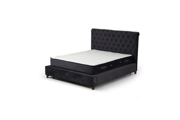 Dobbel madrass, base og hodegjerde Subra-sett (160 x 200 cm) Antrasitt - Antrasitt - Møbler - Senger - Kontinentalsenger