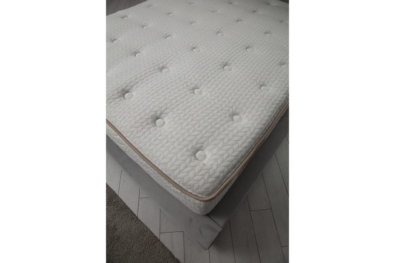 Dobbel madrass, base og hodegjerde Subra-sett (160 x 200 cm) Grå - Grå - Møbler - Senger - Senger med oppbevaring