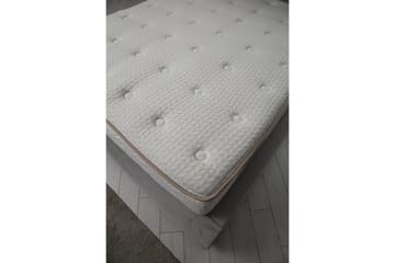Dobbel madrass, base og hodegjerde Subra-sett Grå - 160 x 200 cm - Møbler - Senger - Komplett sengepakke