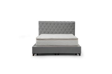 Dobbel madrass, base og hodegjerde Subra-sett Grå - 160 x 200 cm - Møbler - Senger - Komplett sengepakke