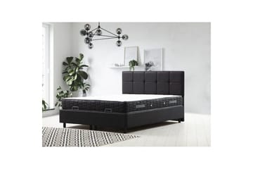 Dobbel madrass, base og hodegjerde Sudalmuni sett antrasitt - 150 x 114 x 200 cm - Møbler - Senger - Rammeseng