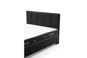 Dobbel madrass, base og hodegjerde Sudalmuni sett antrasitt - 150 x 114 x 200 cm - Møbler - Senger - Rammeseng