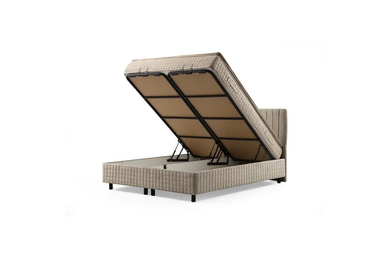 Dobbel madrass, base og hodegjerde Sudamal Sett Brun - 150 x 114 x 200 cm - Møbler - Senger - Kontinentalsenger