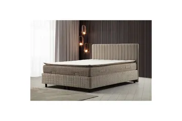 Dobbel madrass, base og hodegjerde Sudamal Sett Brun - 150 x 114 x 200 cm - Møbler - Senger - Kontinentalsenger