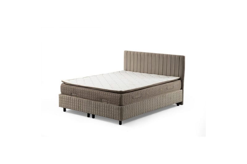 Dobbel madrass, base og hodegjerde Sudamal Sett Brun, 160 x 114 x 200 cm