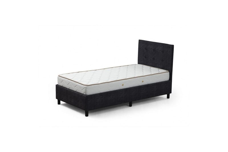 Dobbel madrass, base og hodegjerde Pilode Set Antrasitt - 150 x 107 x 204 cm - Møbler - Senger - Komplett sengepakke