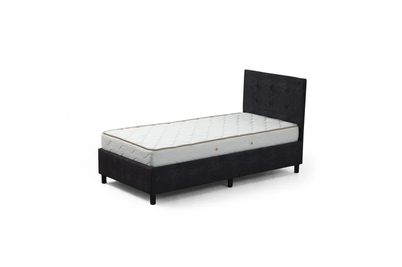 Dobbel madrass, base og hodegjerde Pilode Set Antrasitt, 160 x 107 x 204 cm