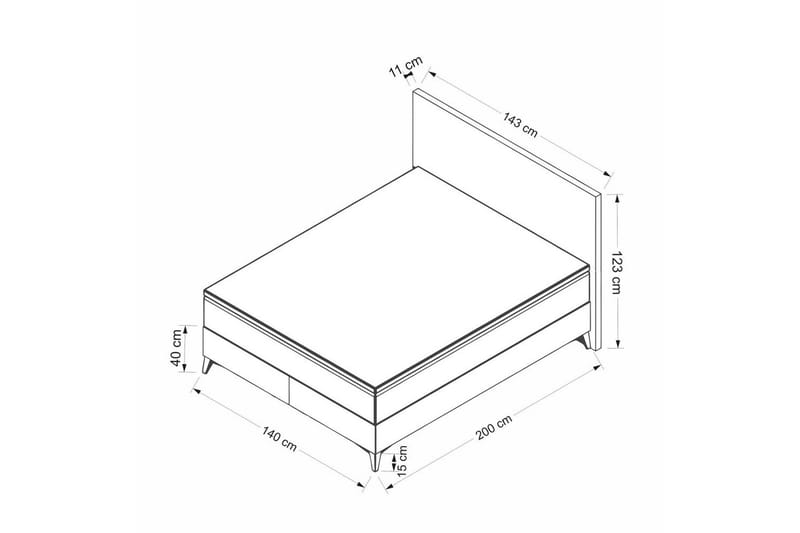 Dobbelseng Base & Hodegavl Badena Beige - 140 x 40 x 200 cm - Møbler - Senger - Rammeseng