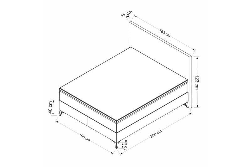 Dobbelseng Base & Hodegavl Badena Beige - 160 x 40 x 200 cm - Møbler - Senger - Sengeramme & sengestamme