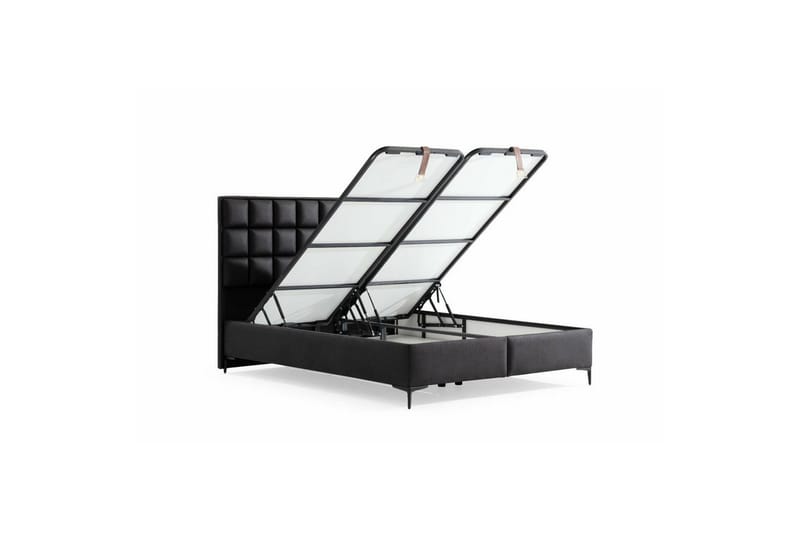 Dobbelseng Base & Hodegavl Drelna Svart - 150 x 38 x 200 cm - Møbler - Senger - Sengeramme & sengestamme