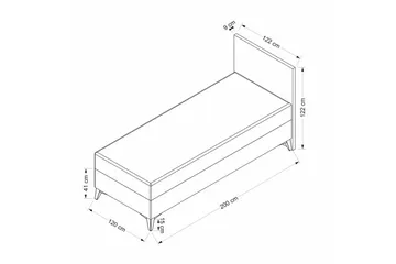Dobbelseng Base & Hodegavl Fresh Grå - 120 x 41 x 200 cm - Møbler - Senger - Sengeramme & sengestamme