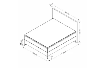 Dobbelseng Base & Hodegavl Fresh Grå - 140 x 41 x 200 cm - Møbler - Senger - Sengeramme & sengestamme