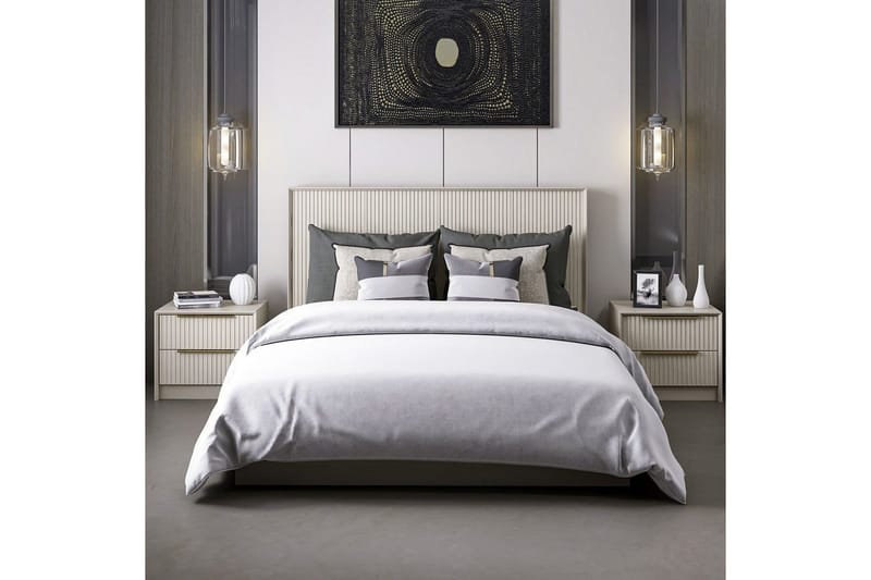 Dobbelseng Base & Hodegavl Fruitland Stone (150 x 35 x 208 cm) - Grå - Møbler - Senger - Sengeramme & sengestamme