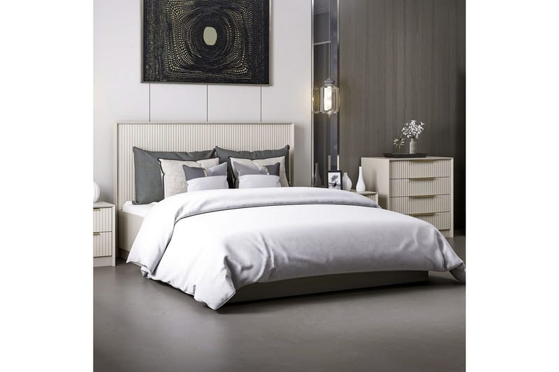 Dobbelseng Base & Hodegavl Fruitland Stone (150 x 35 x 208 cm) - Grå - Møbler - Senger - Sengeramme & sengestamme