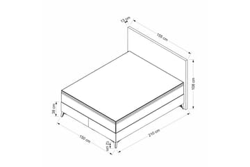 Dobbelseng Base & Hodegavl Harlee Grå - 150 x 38 x 210 cm - Møbler - Senger - Sengeramme & sengestamme
