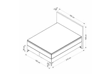Dobbelseng Base & Hodegavl Harlee Grå - 160 x 38 x 210 cm - Møbler - Senger - Sengeramme & sengestamme