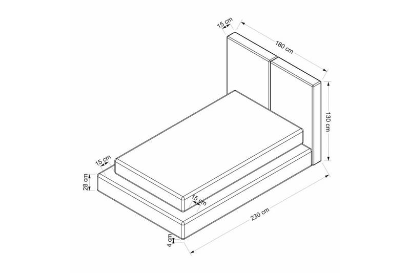 Dobbelseng Base & Hodegavl Kuro Green - 180 x 28 x 230 cm - Møbler - Senger - Sengeramme & sengestamme