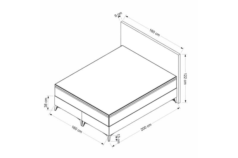 Dobbelseng Base & Hodegavl Mijara Lys Brun - 160 x 38 x 200 cm - Møbler - Senger - Rammeseng