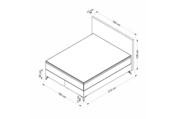 Dobbelseng Base & Hodegavl Osyra Oransje - 180 x 38 x 200 cm - Møbler - Senger - Sengeramme & sengestamme