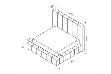 Dobbelseng Base & Hodegavl Rakovica Hvit - 170 x 35 x 240 cm - Møbler - Senger - Sengeramme & sengestamme