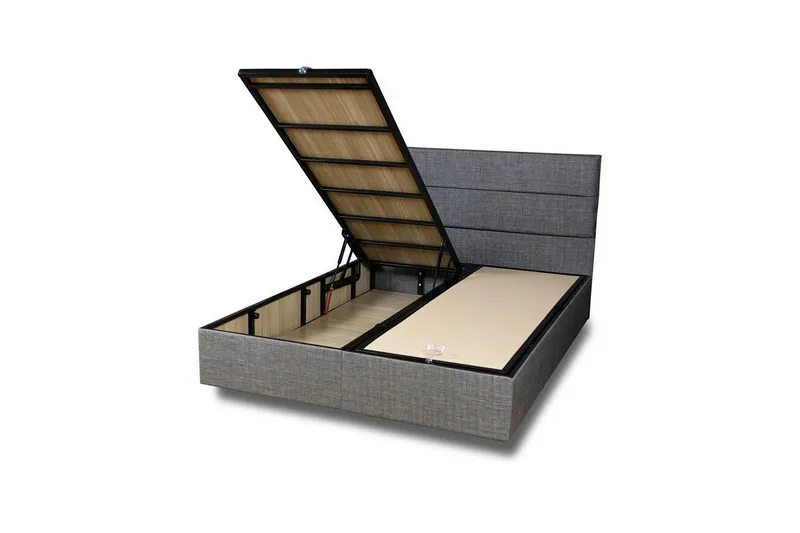 Dobbelseng Base & Hodegavl Sølvgrå - 140 x 190 x 38 cm - Møbler - Senger - Rammeseng