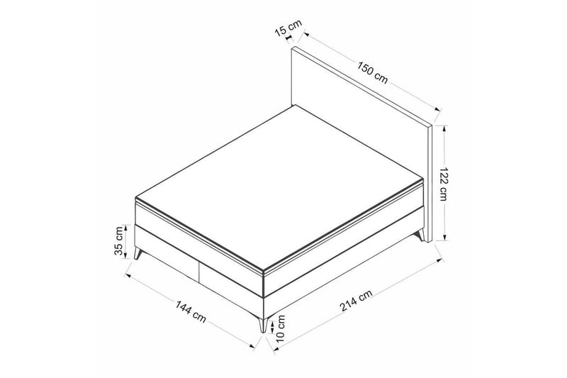 Dobbelseng Base & Hodegavl Sorang Grå - 144 x 35 x 200 cm - Møbler - Senger - Sengeramme & sengestamme