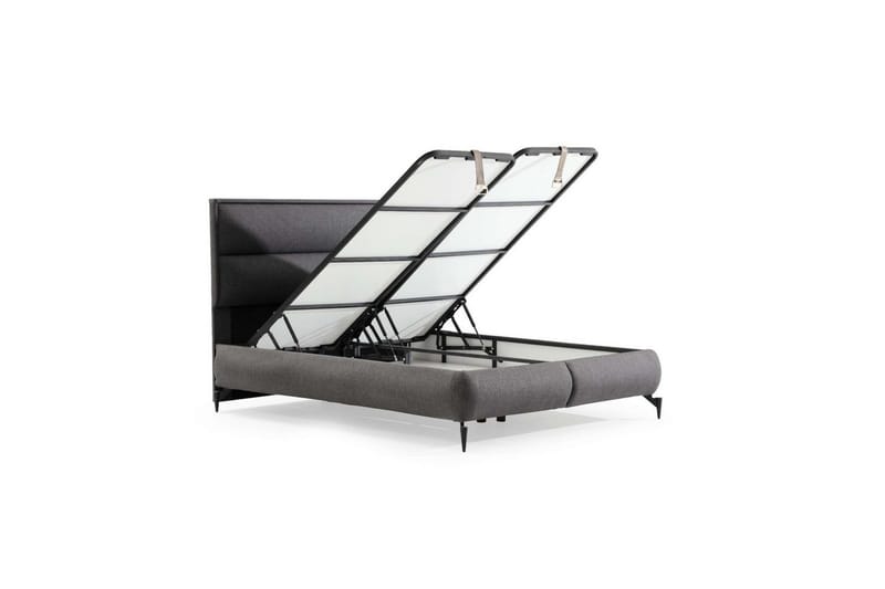 Dobbelseng Base & Hodegavl Springsure Mørkegrå - 160 x 41 x 200 cm - Møbler - Senger - Sengeramme & sengestamme