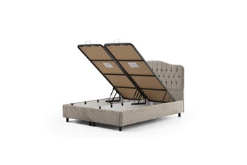 Dobbelseng Base & Hodegavl Subato Beige - 150 x 125 x 200 cm - Møbler - Senger - Sengeramme & sengestamme