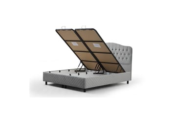 Dobbelseng Base & Hodegavl Subato Grå - 150 x 125 x 200 cm - Møbler - Senger - Sengeramme & sengestamme