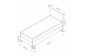 Dobbelseng Base & Hodegavl Sube Grå - 120 x 38 x 200 cm - Møbler - Senger - Sengeramme & sengestamme
